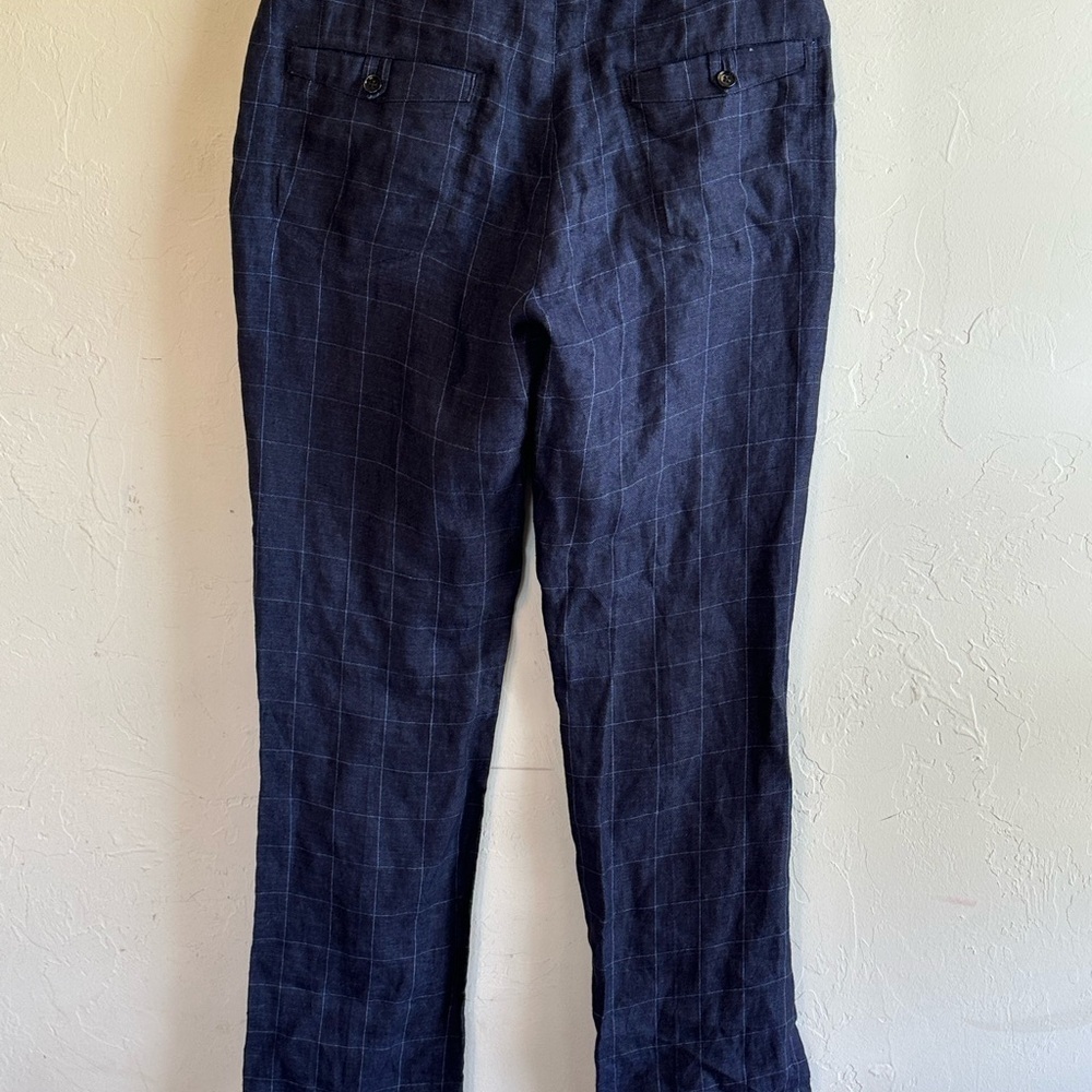 Men's Navy Plaid Dress Pants - Picture 7 of 10